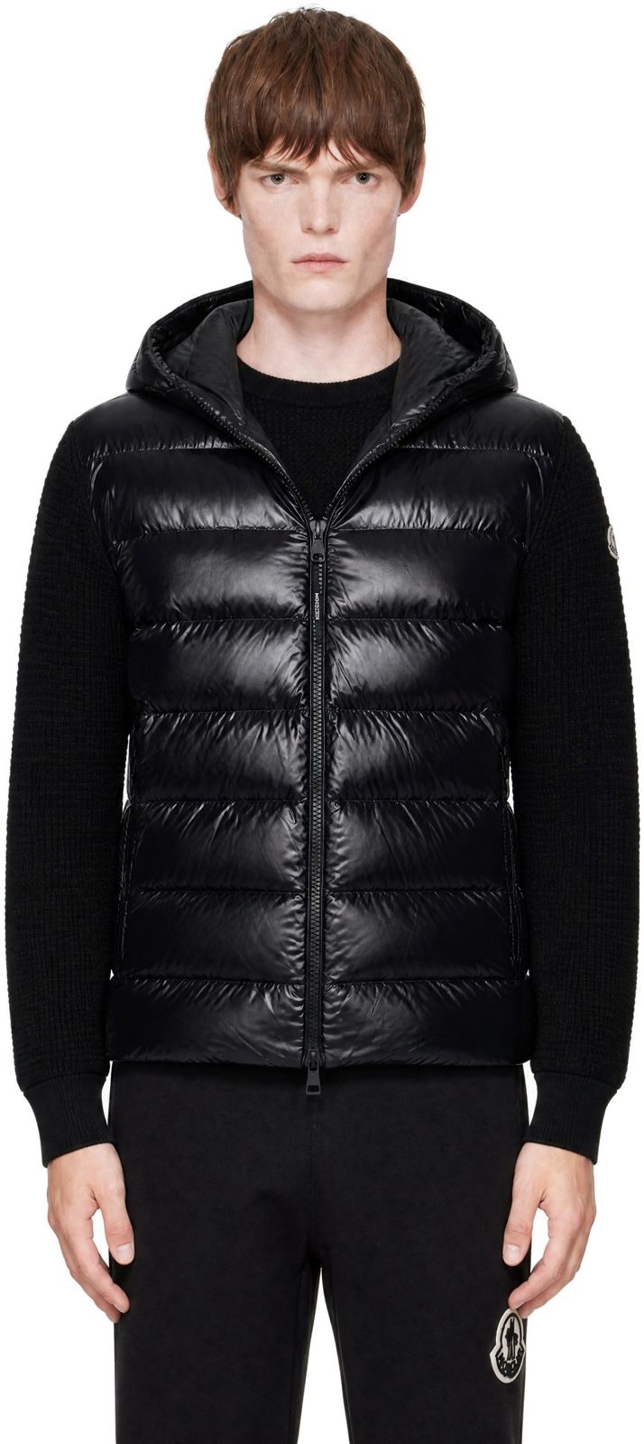 Black Down & Wool Zip-Up Jacket 262111M178058