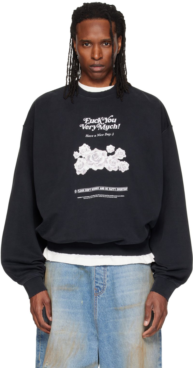 Black Fuck You Very Much Sweatshirt 262669M204000