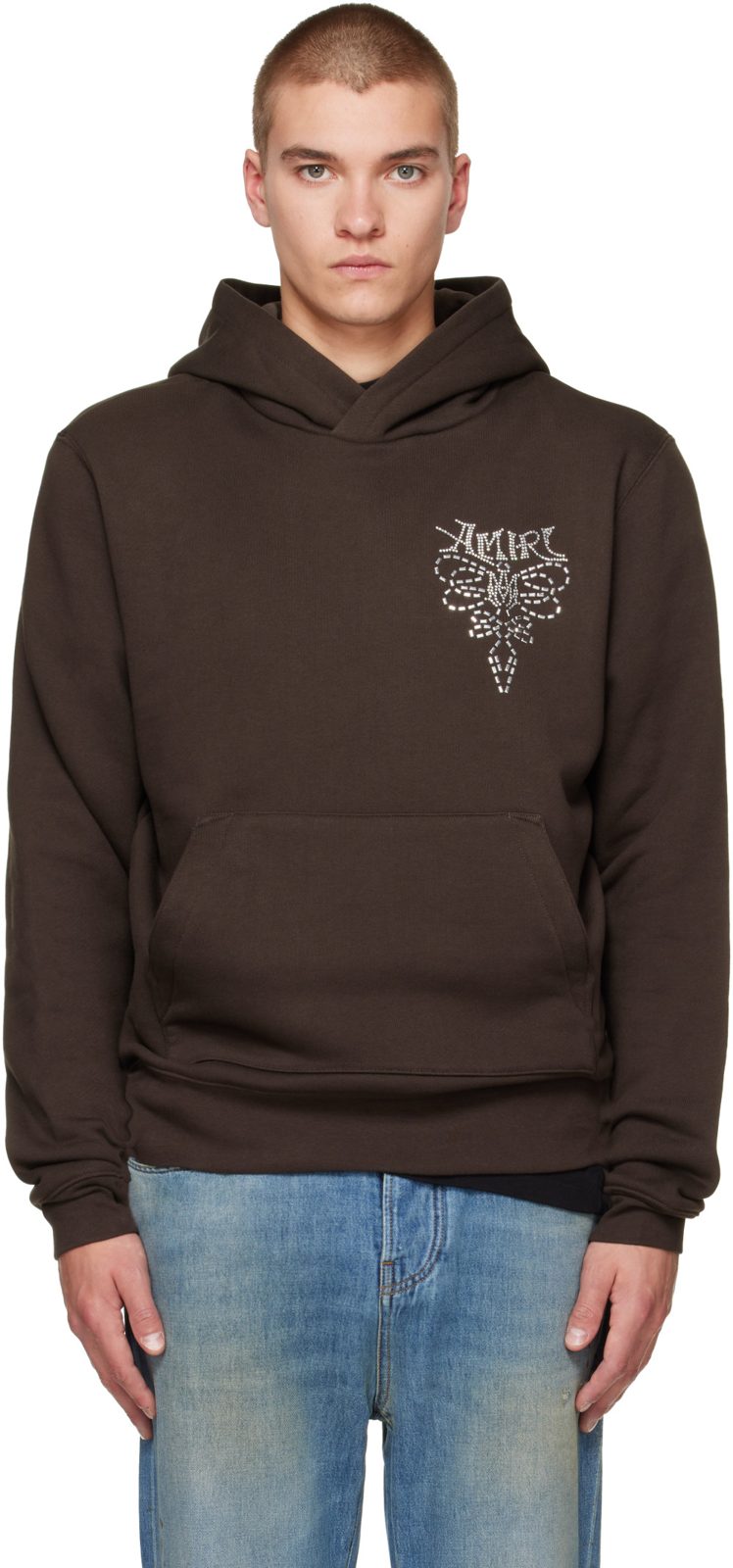 Brown [아미리] Lasso Embroidered Hoodie 262886M202012