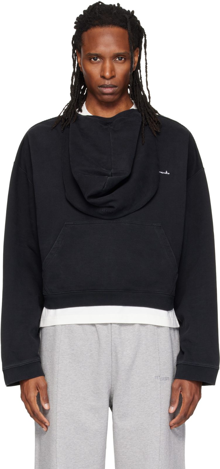 Black Athletic Logo Hoodie 262669M202004
