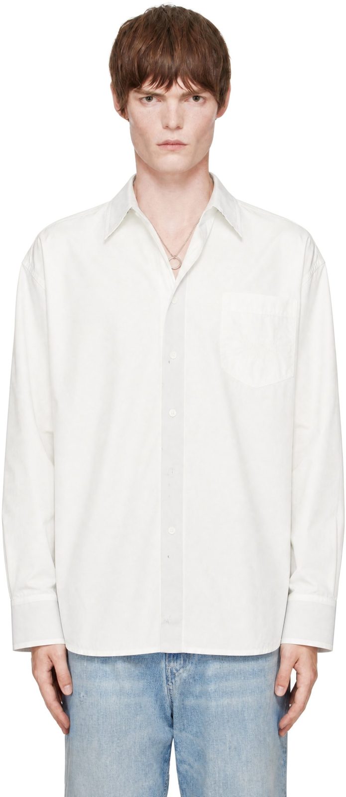 White Cotton Poplin Shirt 262188M192005