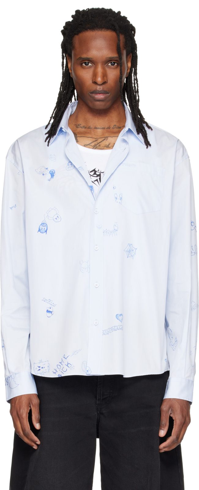 Blue Scribble Classic Shirt 262669M192009