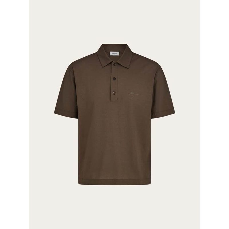 Brown Cotton Polo Sweater_Brown