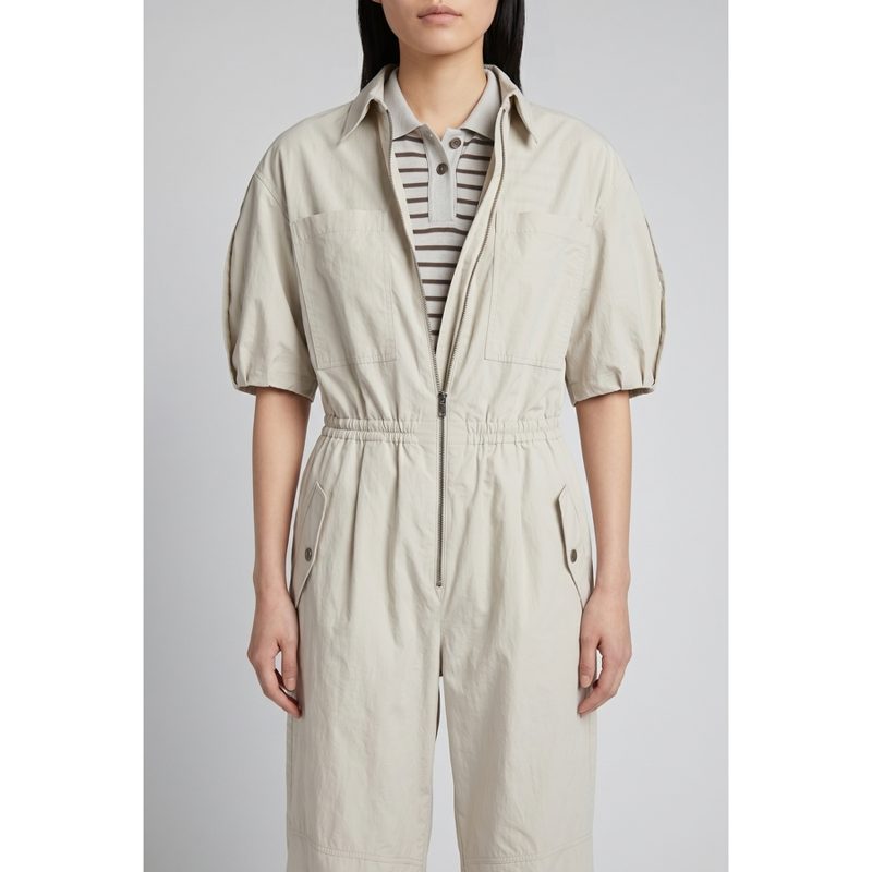 Brunello Cucinelli Wolight Beige Relaxed Jumpsuit_Beige