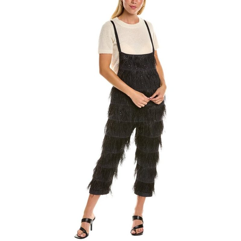 Brunello Cucinelli Black Feathered Cropped Jumpsuit_Black