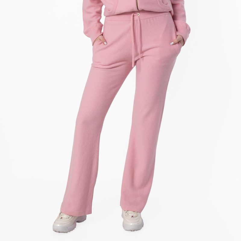 Ribbed-Knit Flared Trousers_Pink