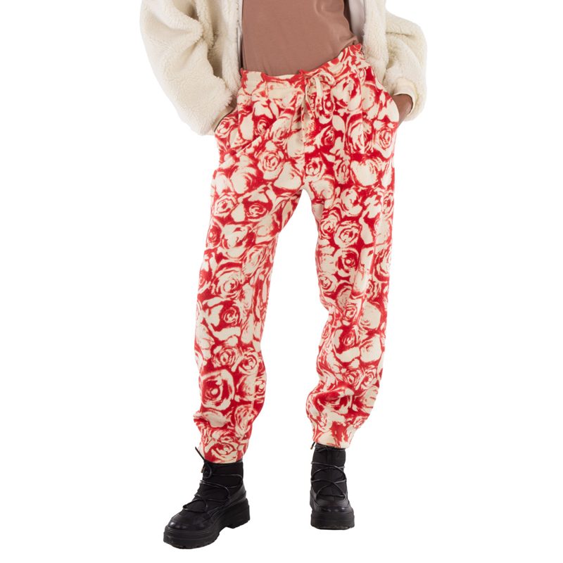 All Over Rose Print Wool Jogging Pants_Pillar Ip Pattern