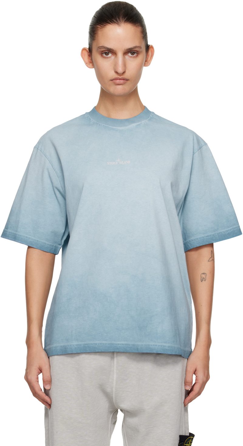 Blue 2100002 Combed Organic Cotton Jersey Erosion T-shirt 261828F110000