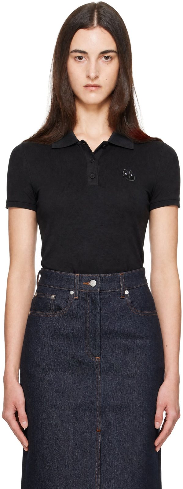 Maison Kitsune Black Fortune Fox Jersey Polo 262389F108004
