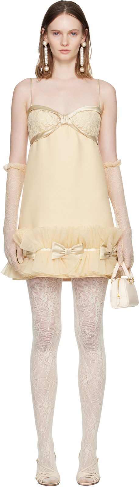 Beige Silk Minidress 261476F052003