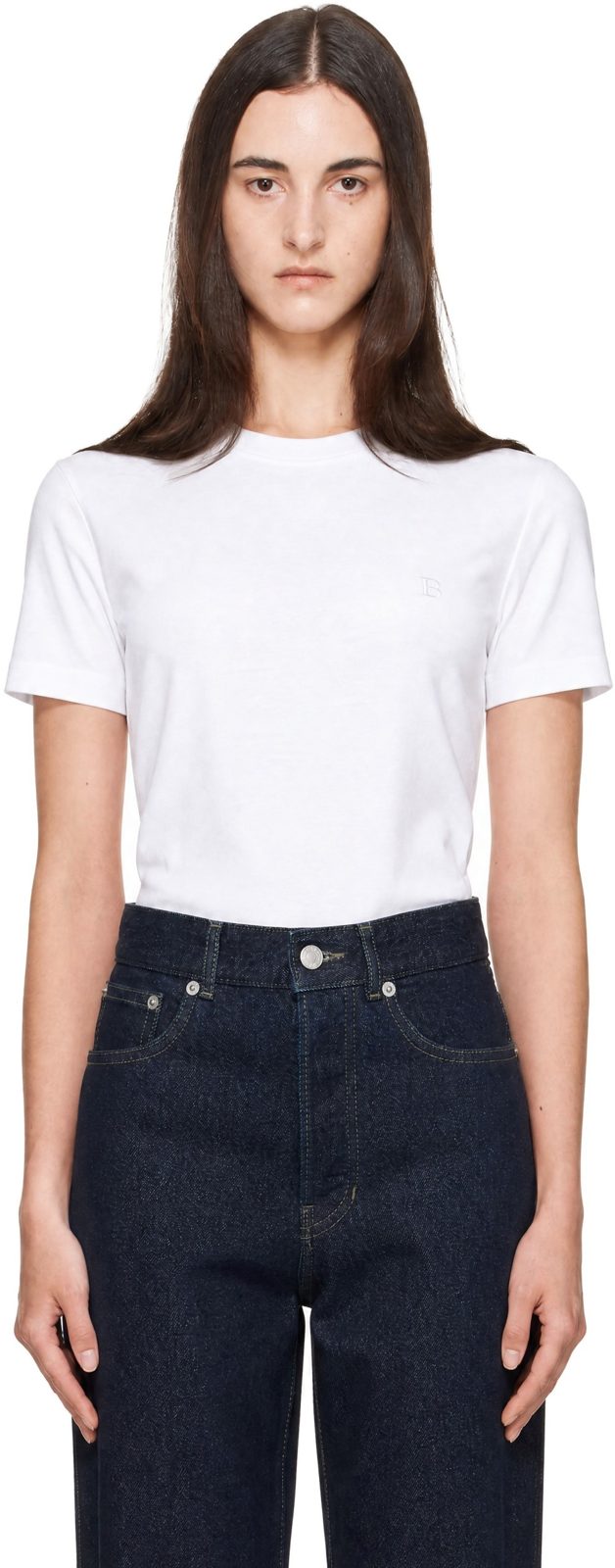 White S / S Mini Embroidered Jersey T-shirt 262251F110007