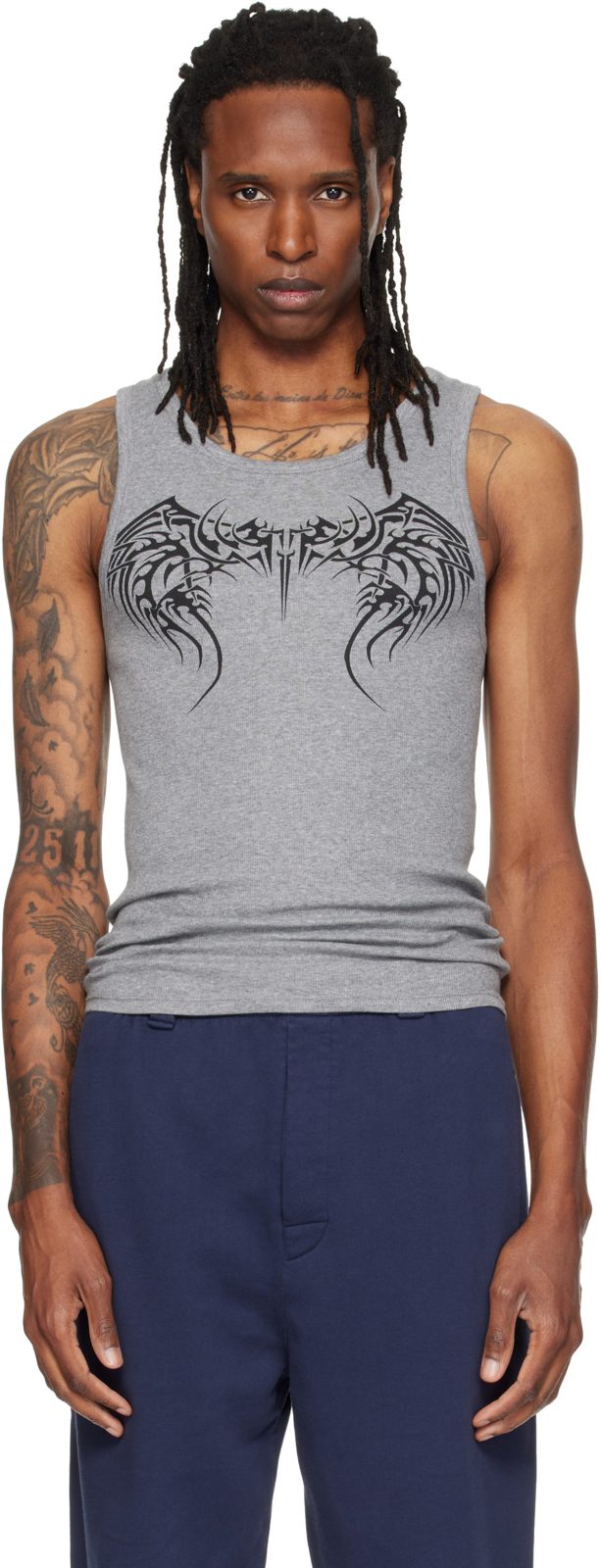 Gray Tattoo Tank Top 262669M214004