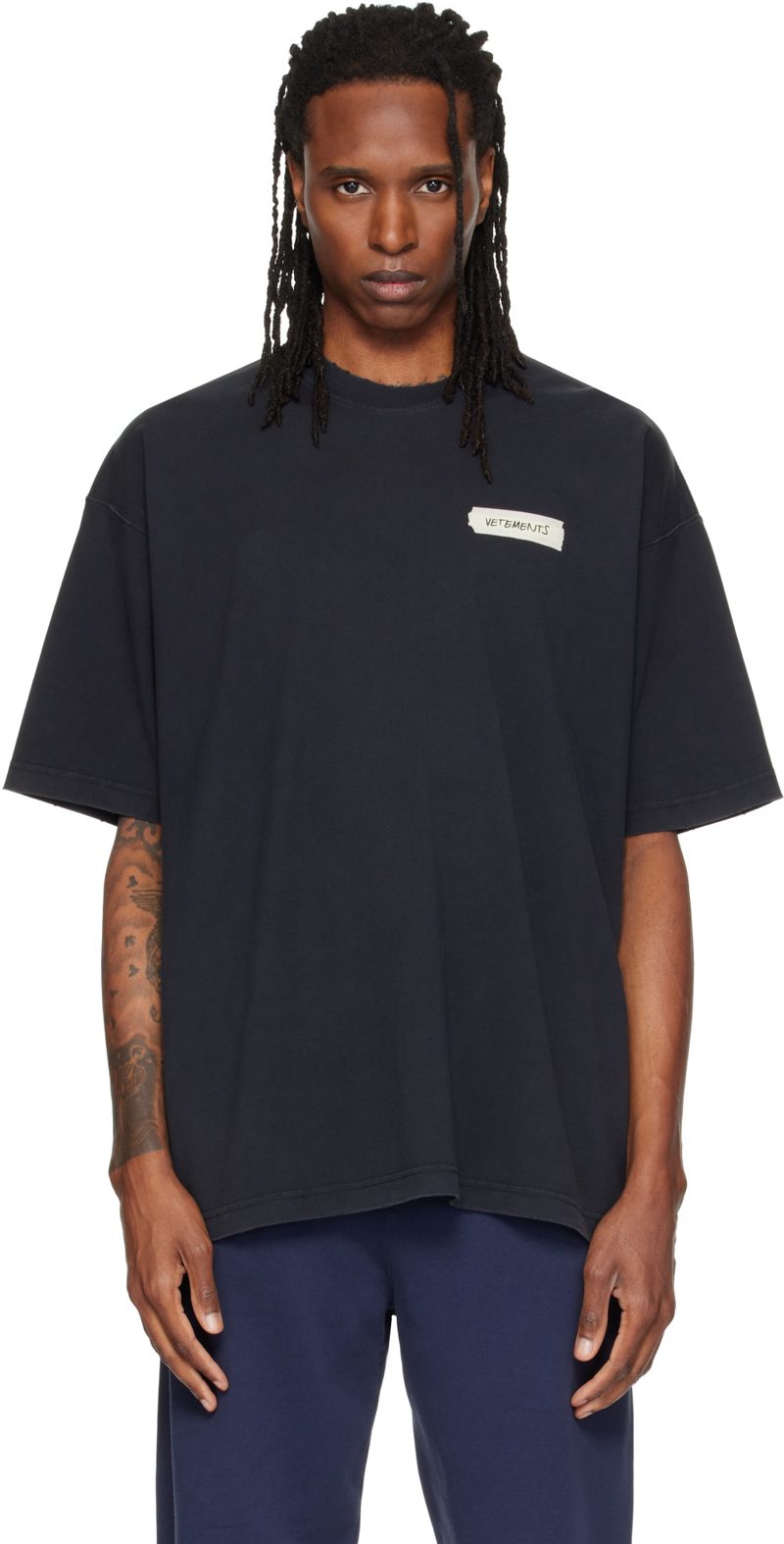 Black Scribbled Logo Oversized T-shirt 262669M213030