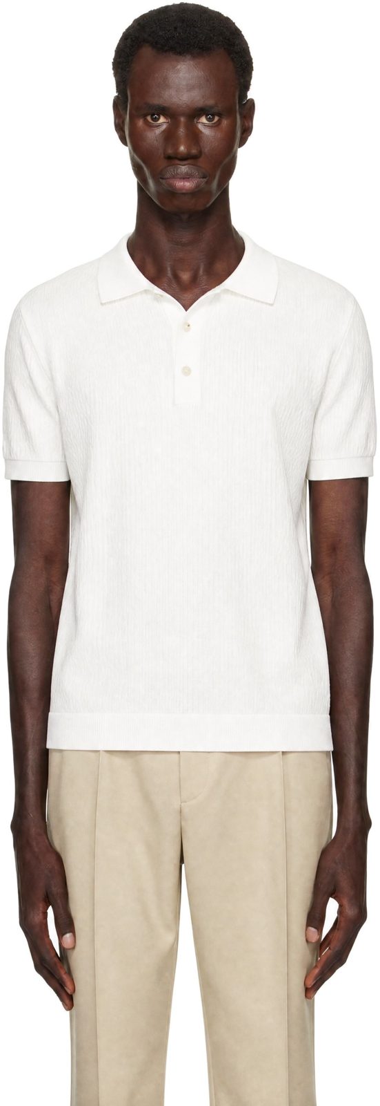 White Button Placket Polo 262085M212010