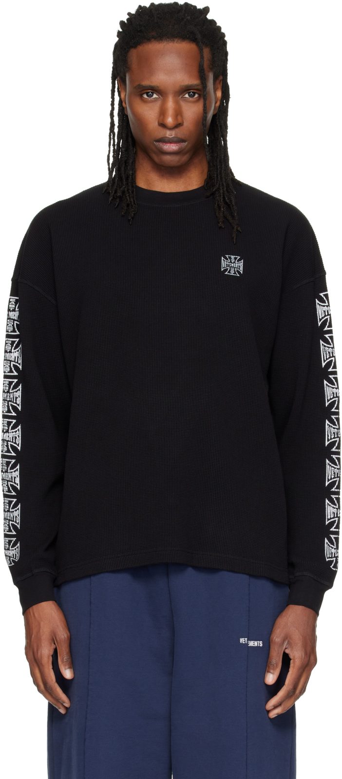 Black Biker Cross Logo Longsleeve T-shirt 262669M213020