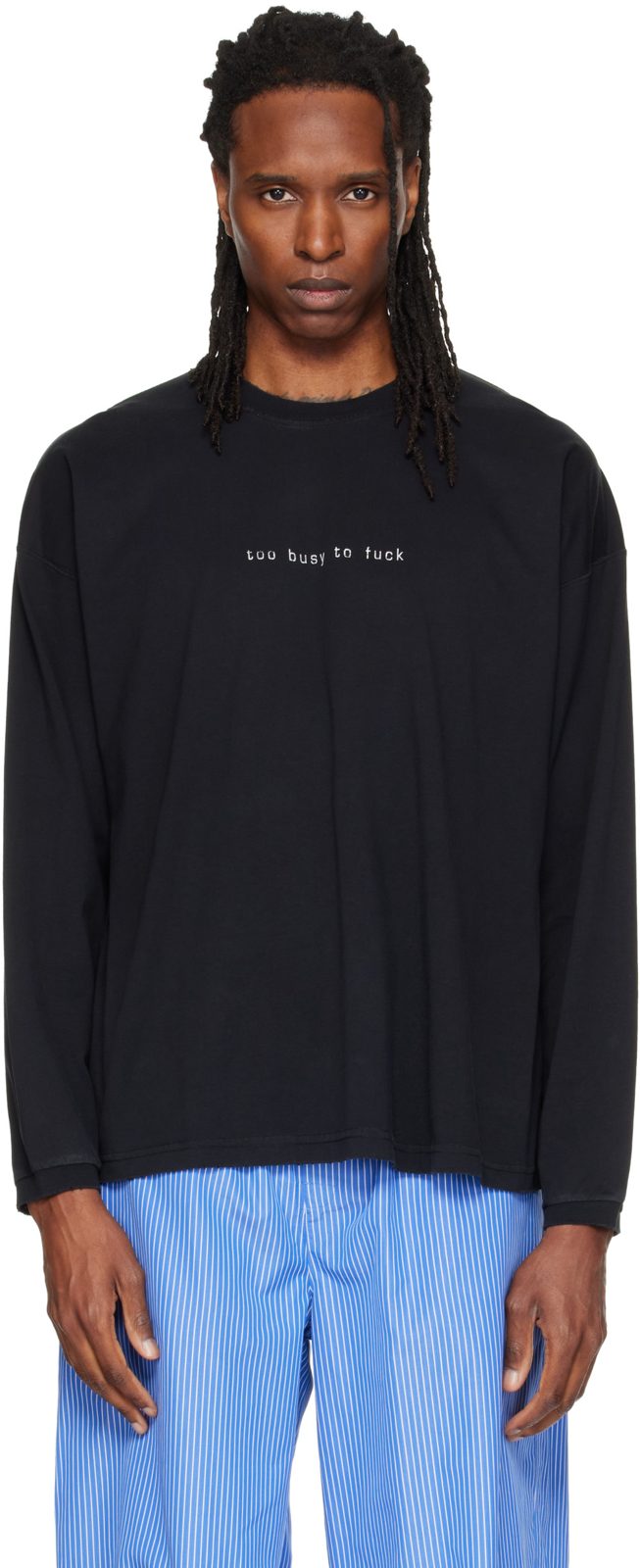 Black Too Busy To Fuck Longsleeve T-shirt 262669M213004