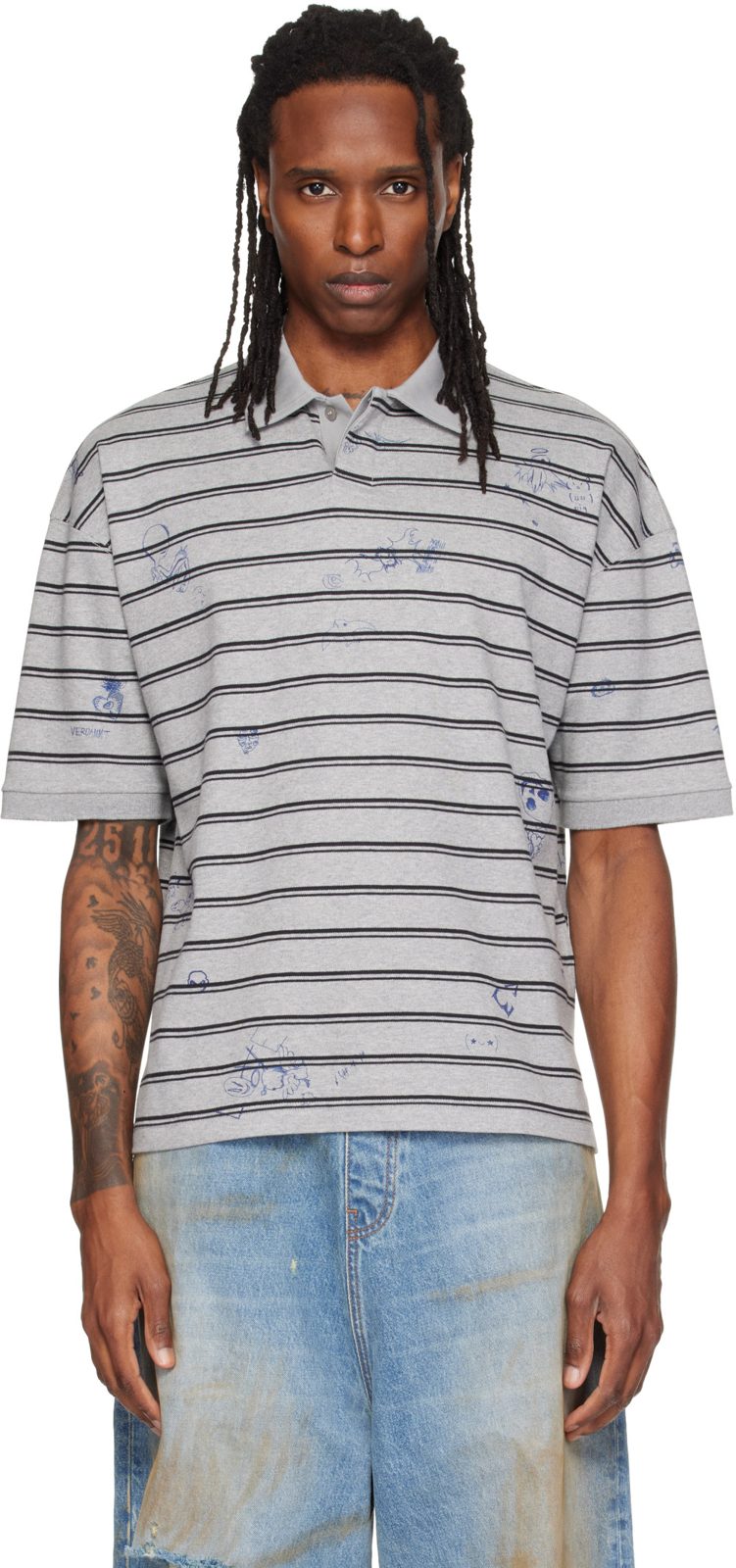 Gray Scribbled Polo 262669M212000
