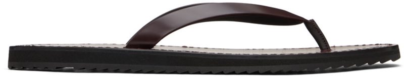 The Row Burgundy City Flat Sandals 241359F124003