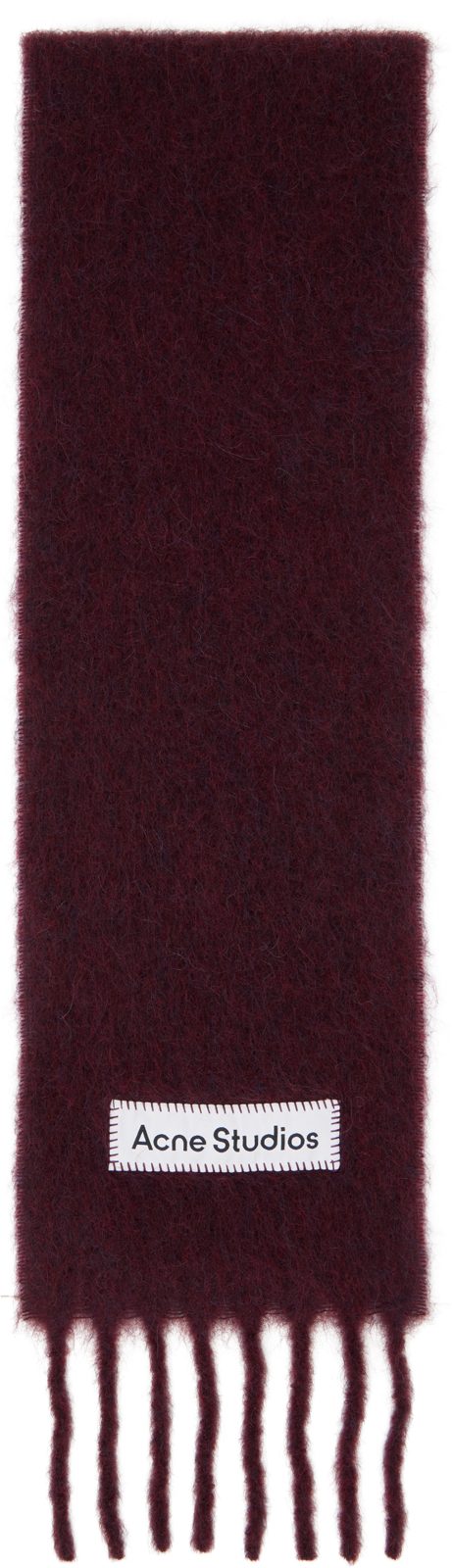 Burgundy Fringed Logo Scarf 262129M150037
