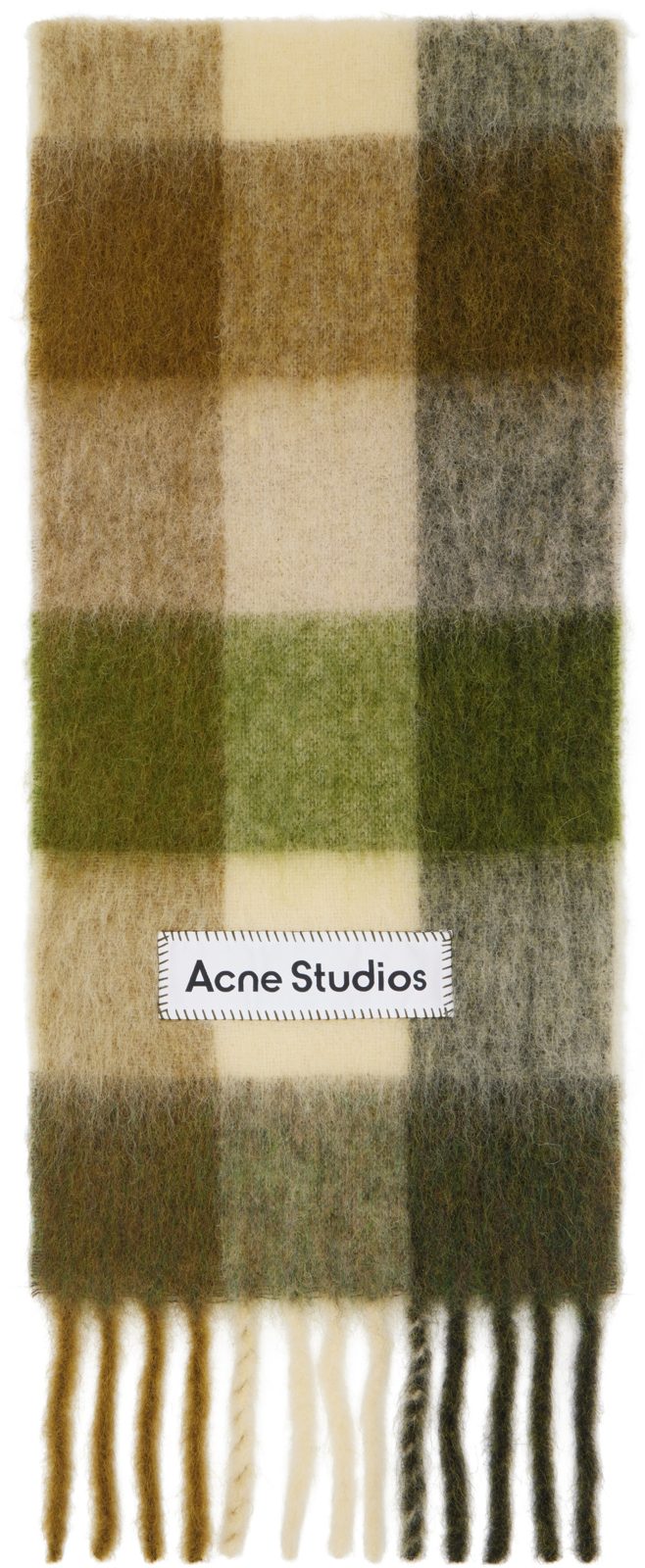 Green Check Wool Scarf 262129M150043