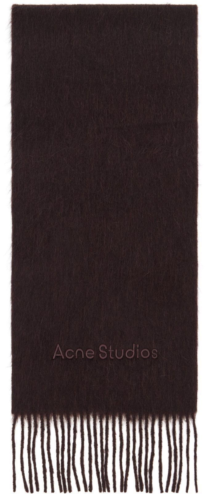 Beige Fringed Wool Scarf 262129M150004