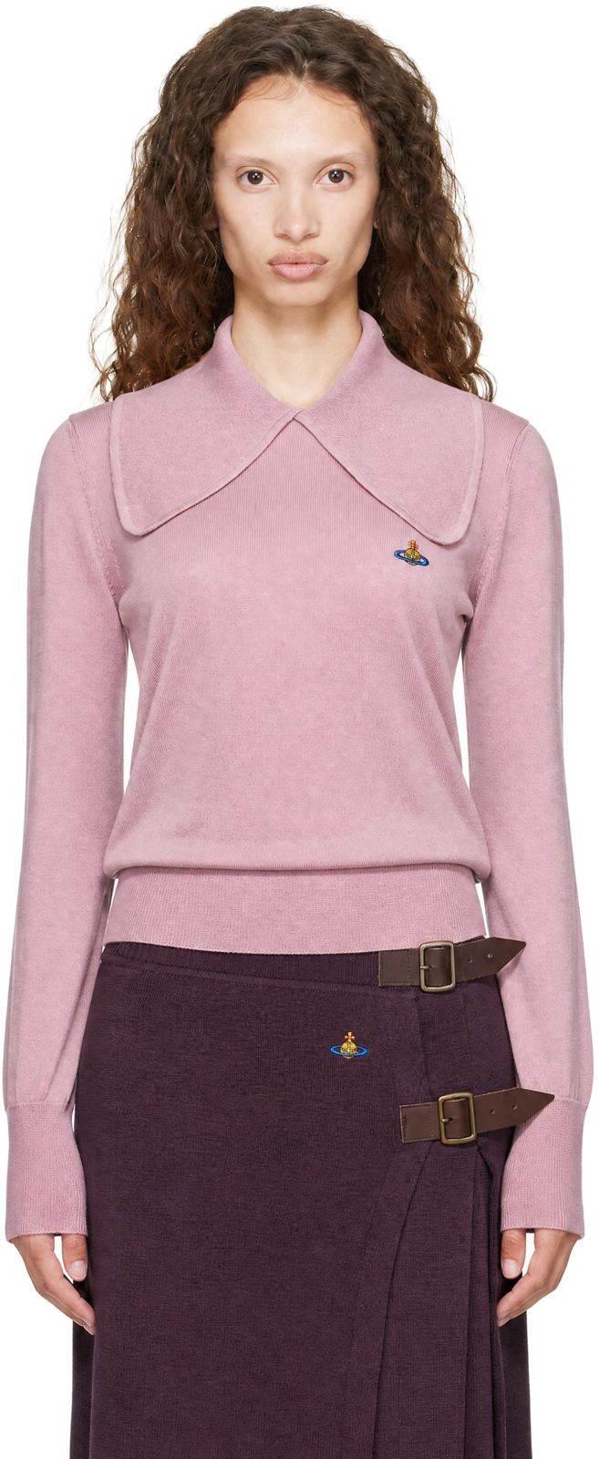 Pink Tie Bea Long Sleeve Polo 262314F096000