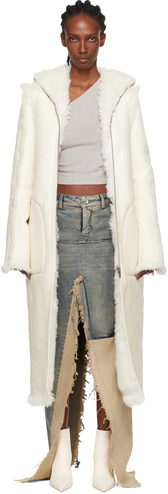 오프화이트 Concordians Klaus Reversible Shearling Coat 252232F059001