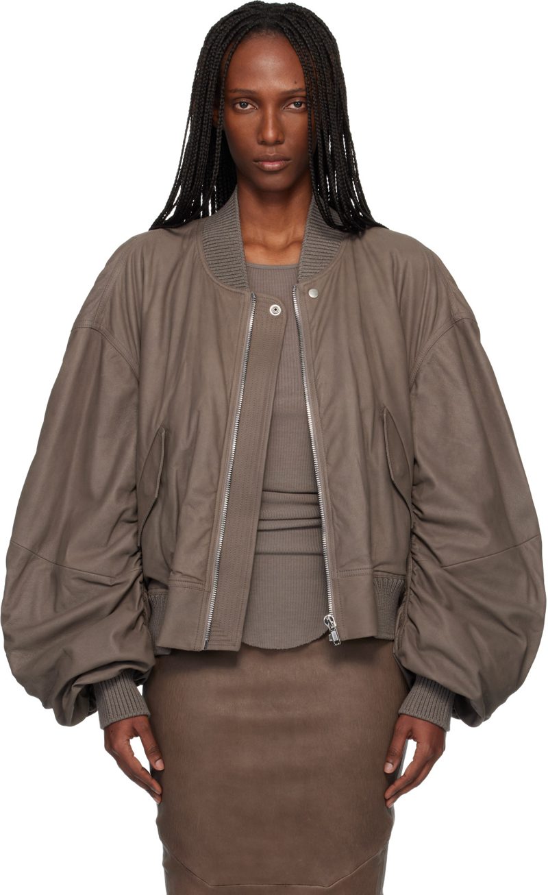 Gray Temple Secchia Flight Leather Jacket 261232F064006
