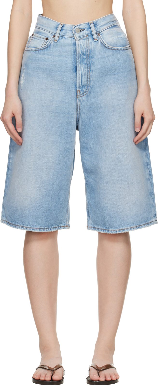 Blue Loose Fit Denim Shorts 261129F088006