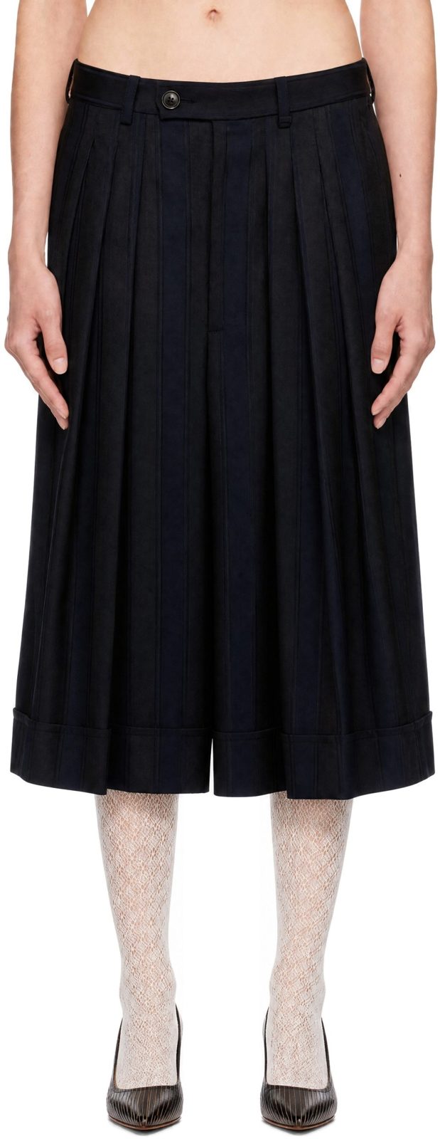 Navy & Black Culottes Trousers 262314F087003