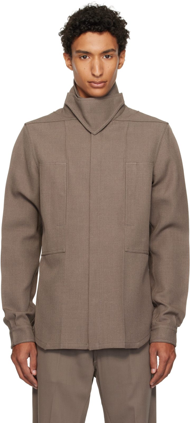 Taupe Tower Outershirt Jacket 262232M192048