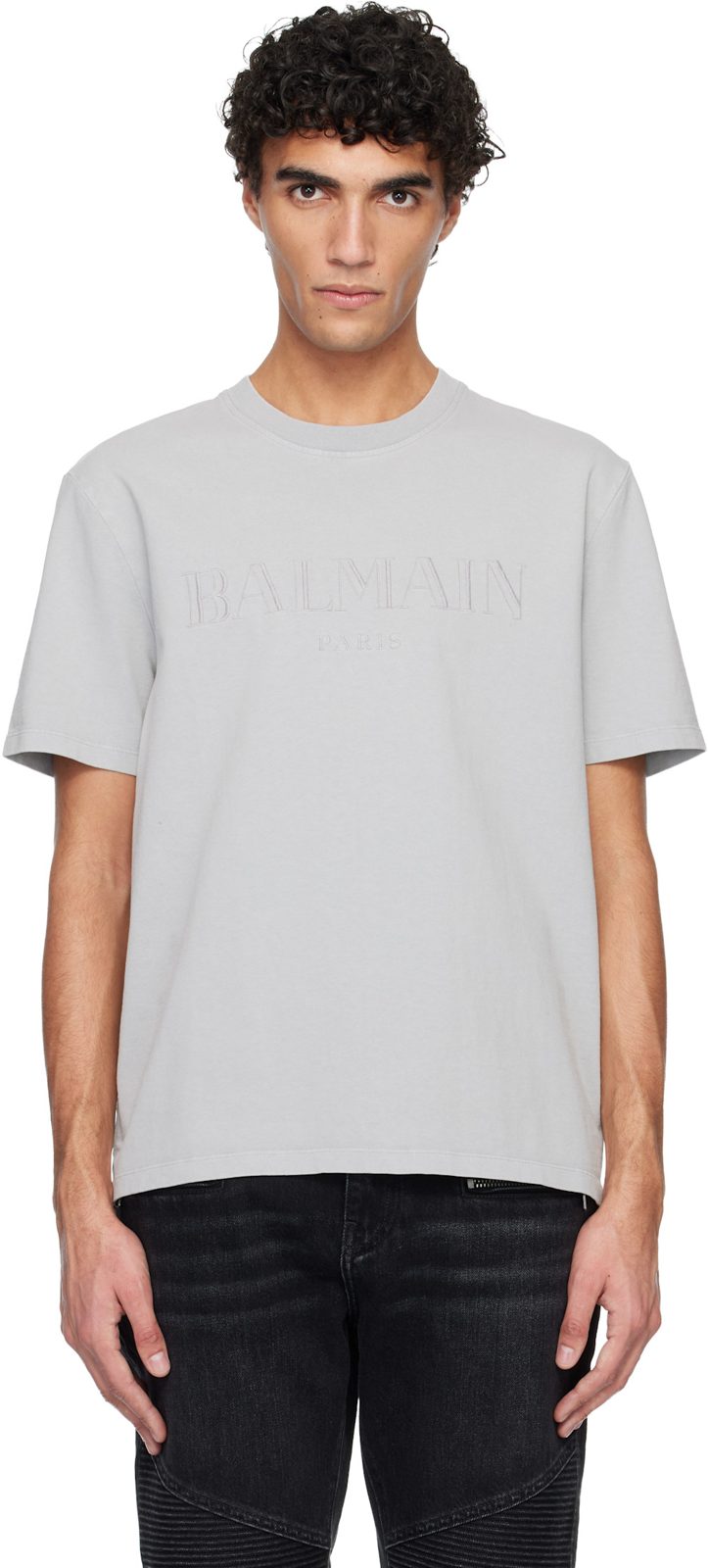 Gray Vintage [발망] Embroidered T-shirt 261251M213003