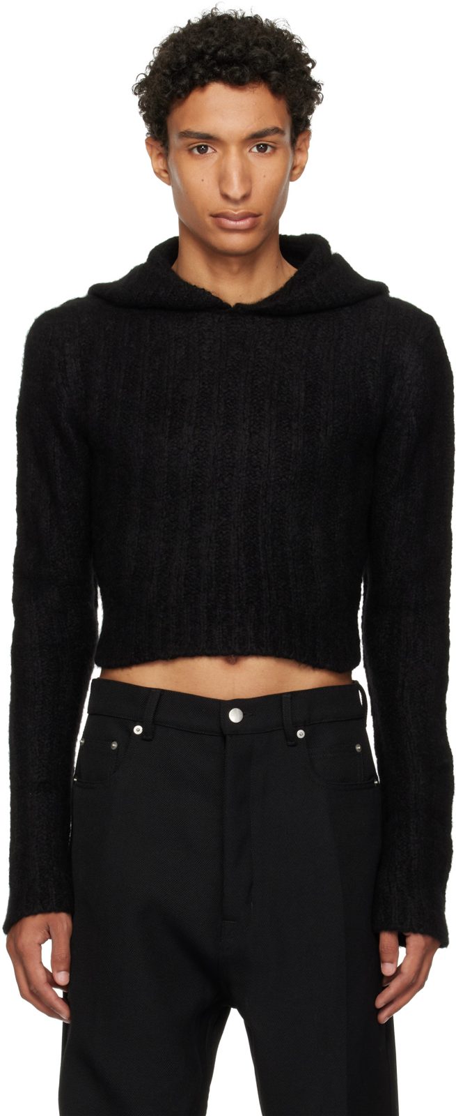 Black Tower Cropped Hoodie 262232M202062