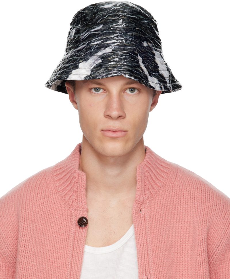 Black Coated Bucket Hat 252358M138001