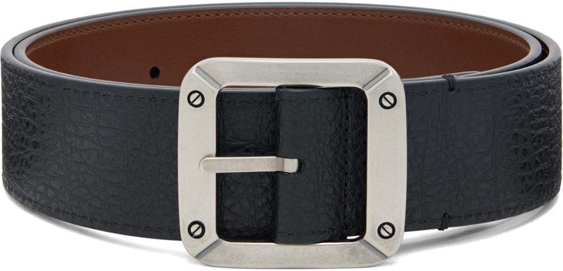 Black Reversible Leather Belt 262129M131001
