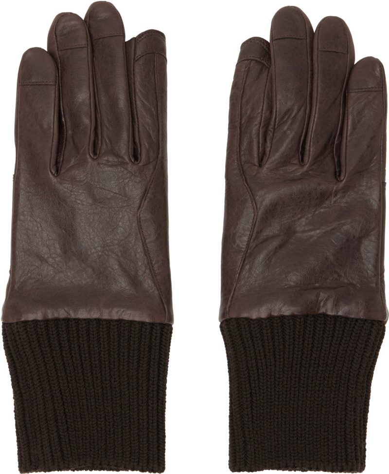 Brown Tower Rib Cuff Gloves 262232M135008