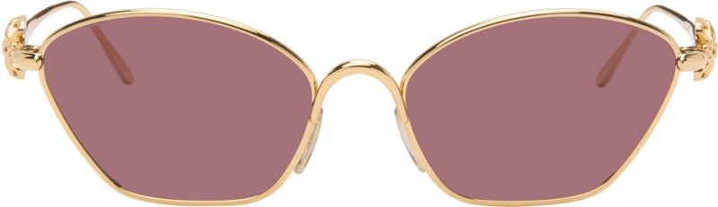 Gold Anagram Hexagonal Sunglasses 271677M134019