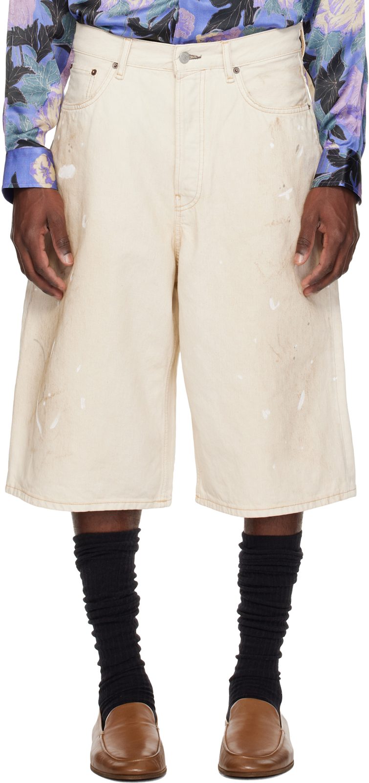 오프화이트 Distressed Denim Shorts 261129M193016