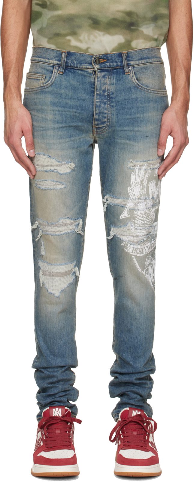 Blue [아미리] Eagle Repair Skinny Jeans 261886M186004