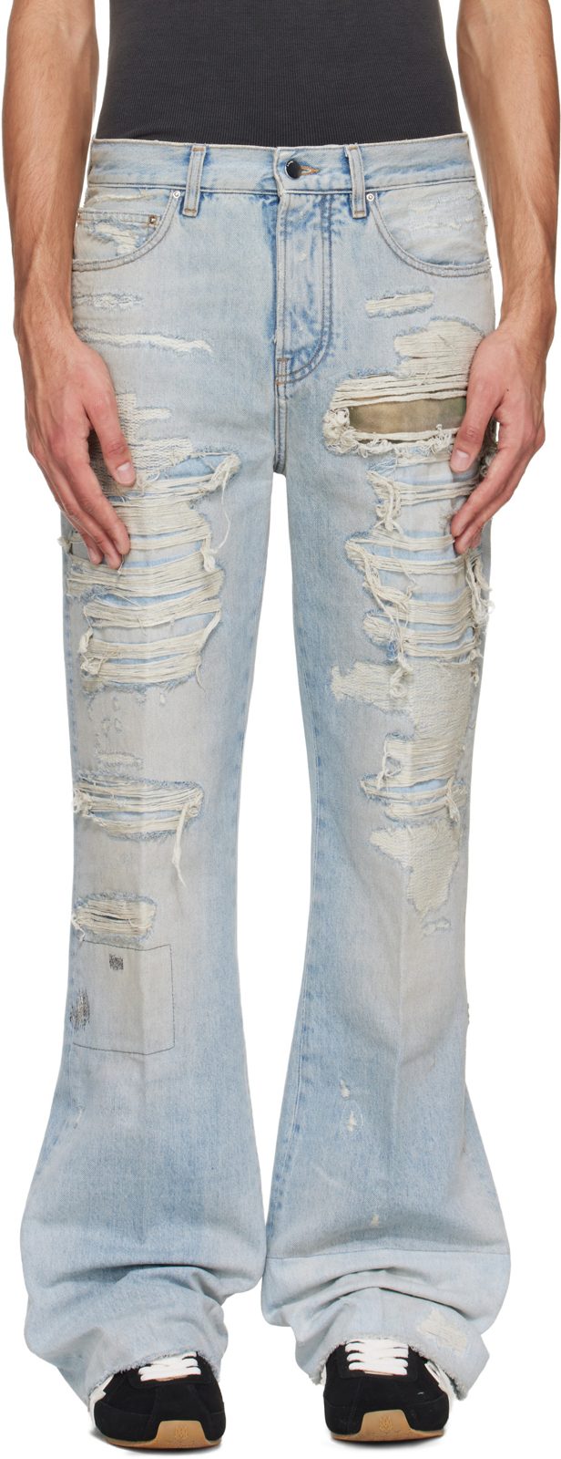 Blue Camo Repair Boot Cut Jeans 261886M186006