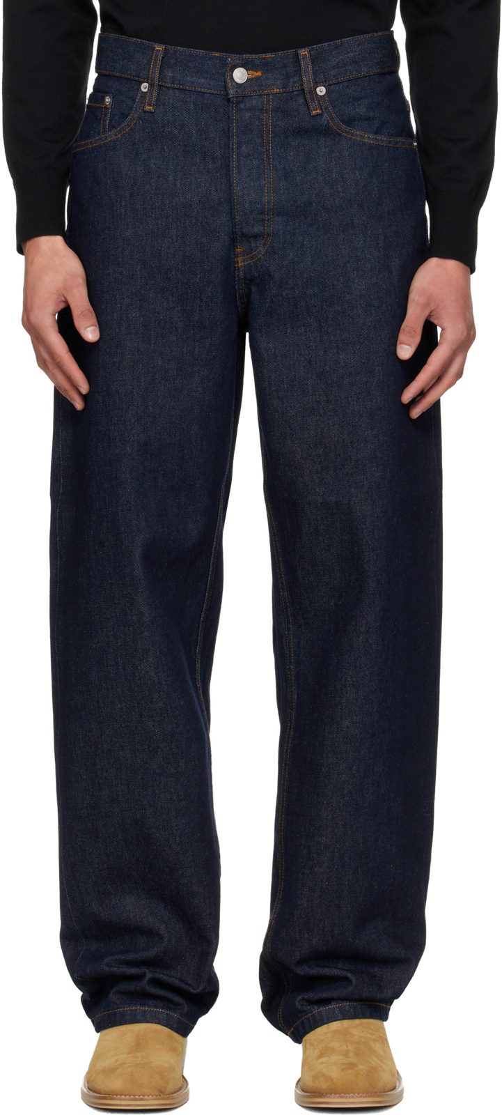 Navy Loose Fit Jeans 261358M186007