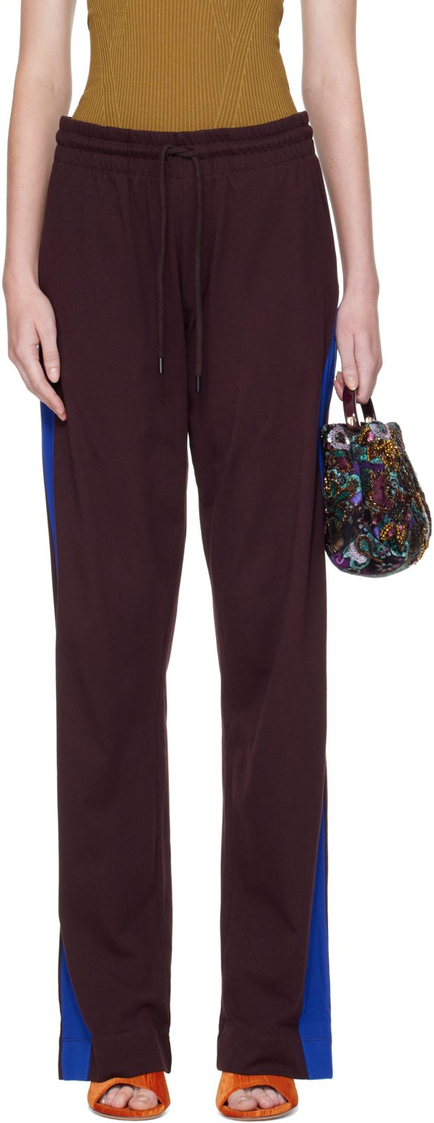 Burgundy Cotton Lounge Pants 262358F086005