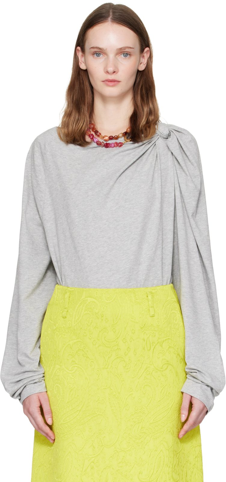 Gray Cotton Jersey T-shirt 262358F107015