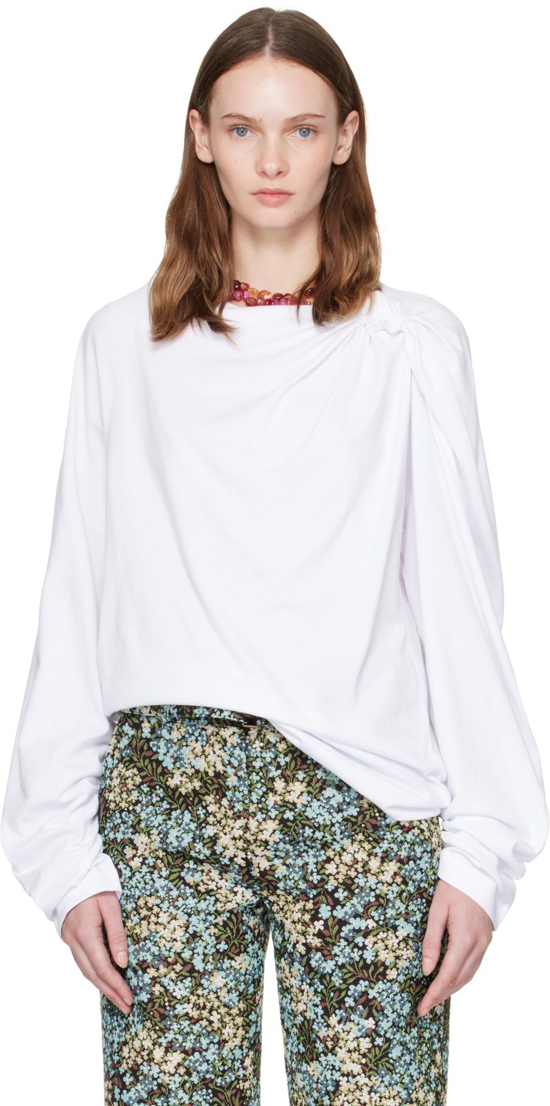 White Cotton Jersey T-shirt 262358F107016