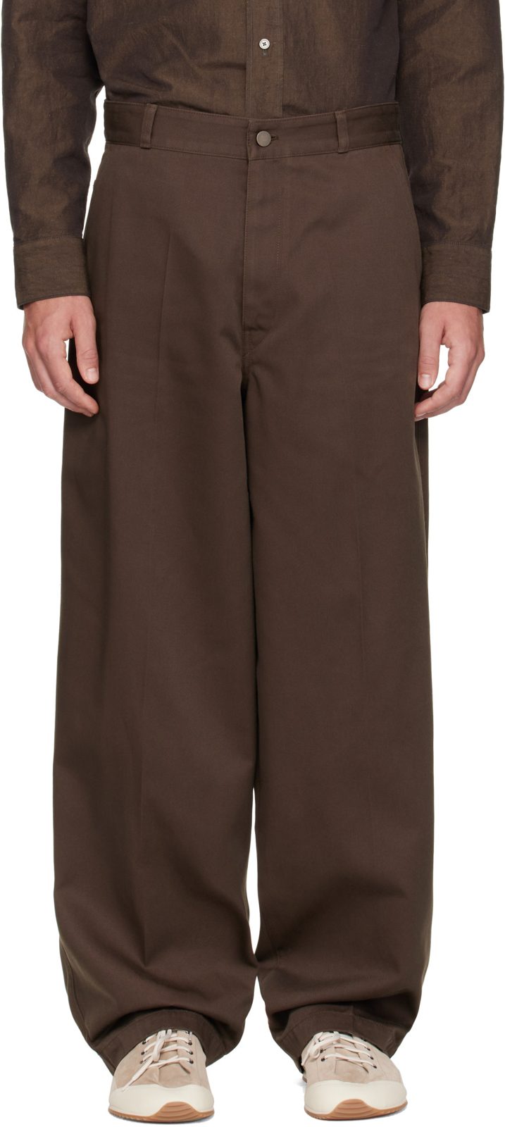 Brown Barrel Trousers 262646M191009