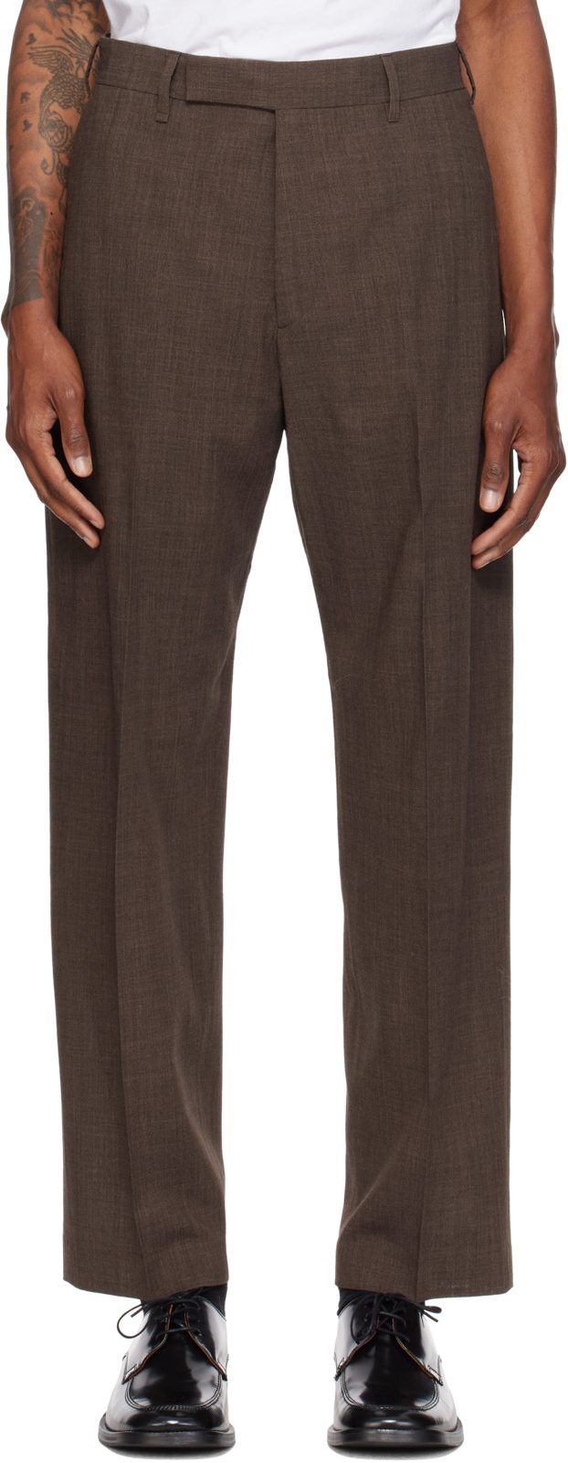Paul Smith Brown Crepe Viscose-Wool Trousers 262260M191010