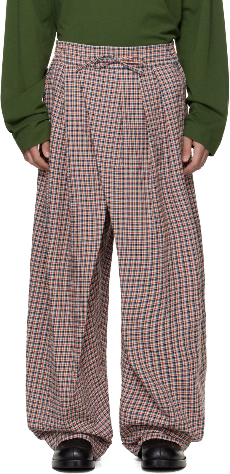 Multicolor Draped Cotton Trousers 262358M191048