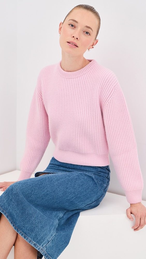 Wool Crew Neck Sweater_Candy Pink