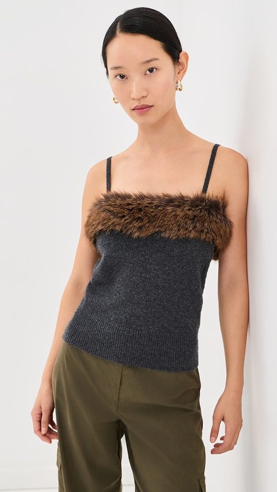 Faux Fur Lined Tank Top_Charcoal