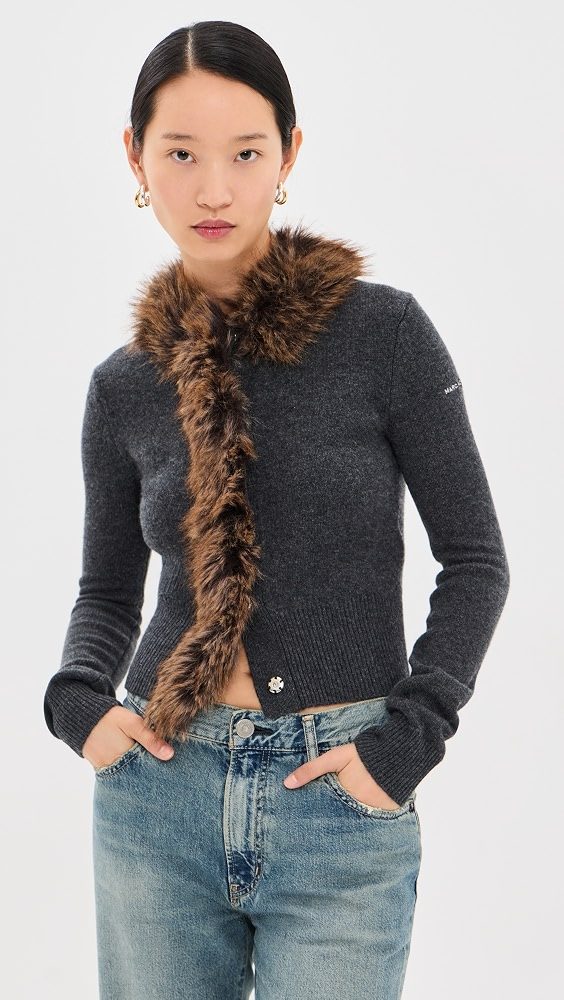 Faux Fur Lined Cardigan_Charcoal